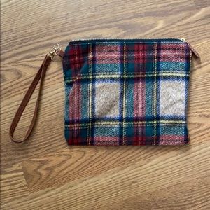 large plaid zipper wristlet